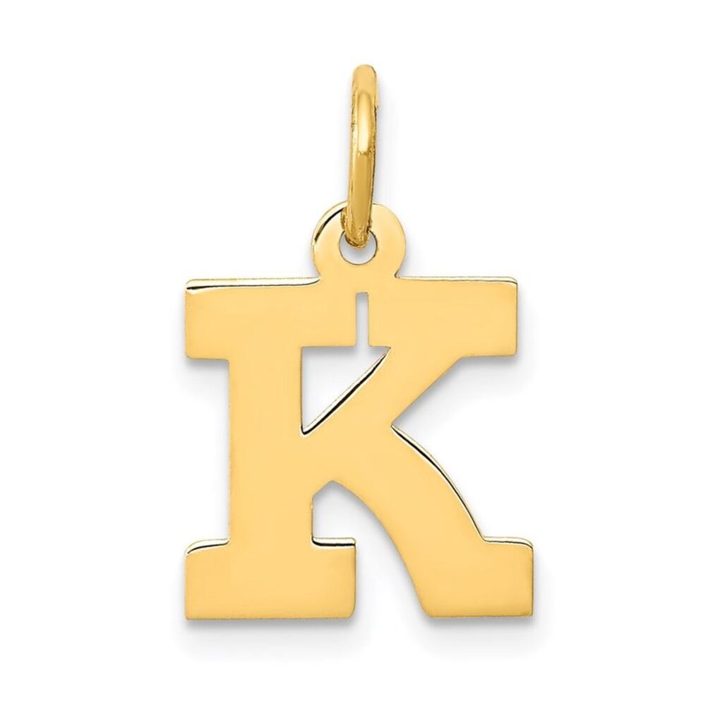 14k Yellow Gold, Amanda Collection, Small Block Initial K Pendant
